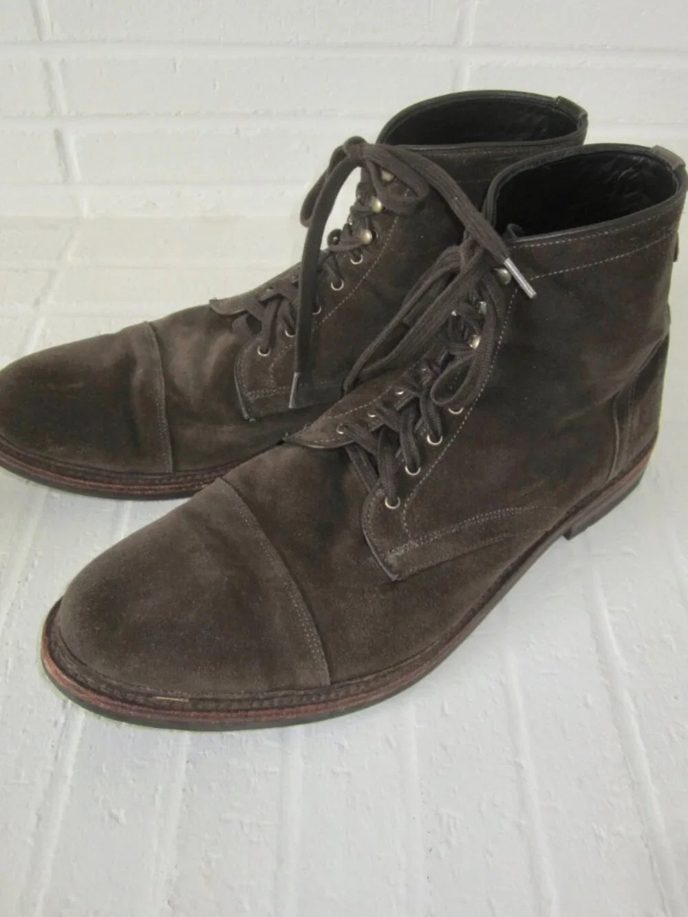 ALLEN EDMONDS LANDON 5940 Suede Cap Toe Boots Men's 14 D